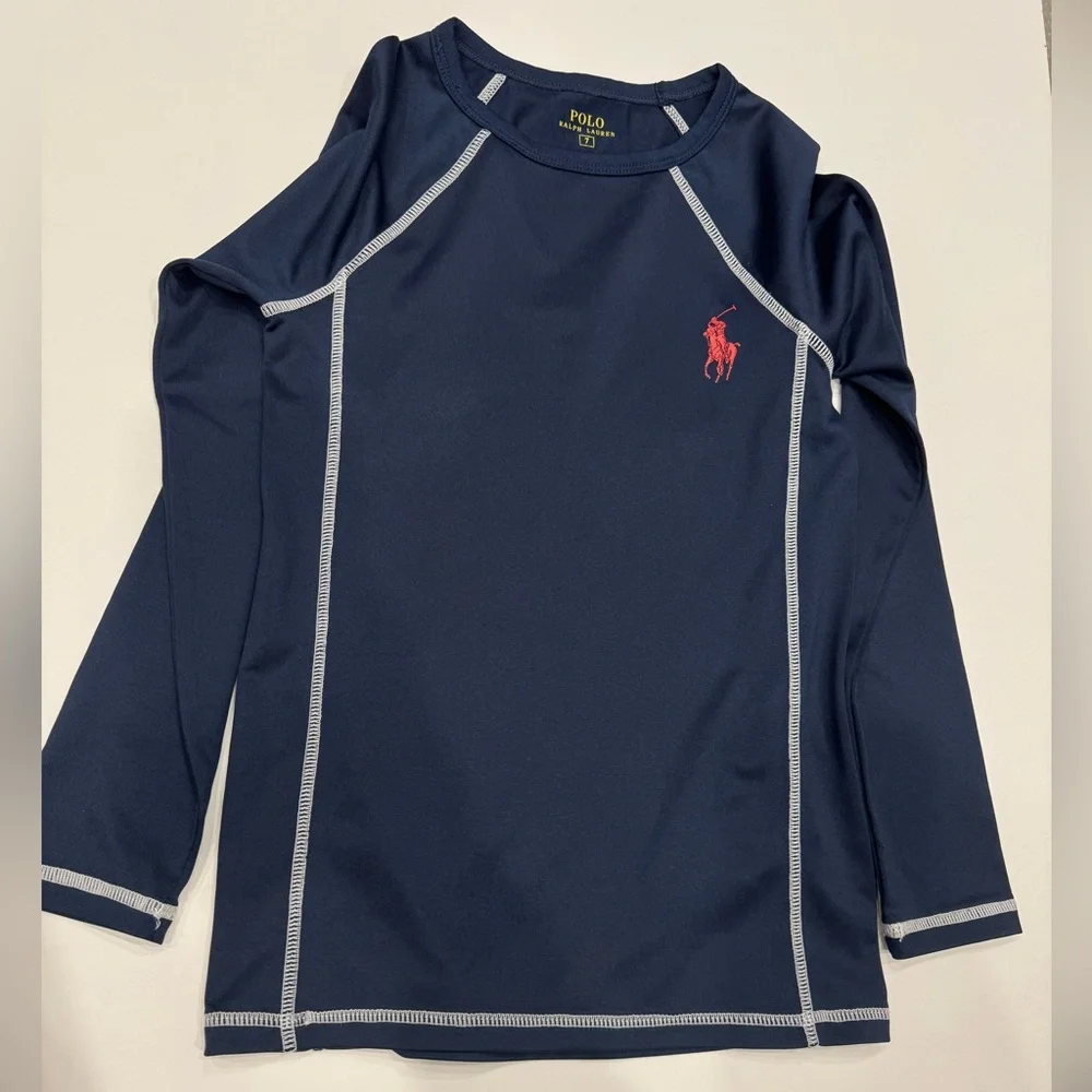 Polo Ralph Lauren Boys Navy Rash Guard Swim Top Size 7 - Picture 7 of 7
